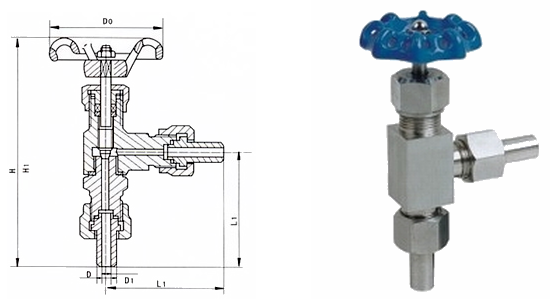 J24W,J24H外螺纹角式截止阀(图1)
